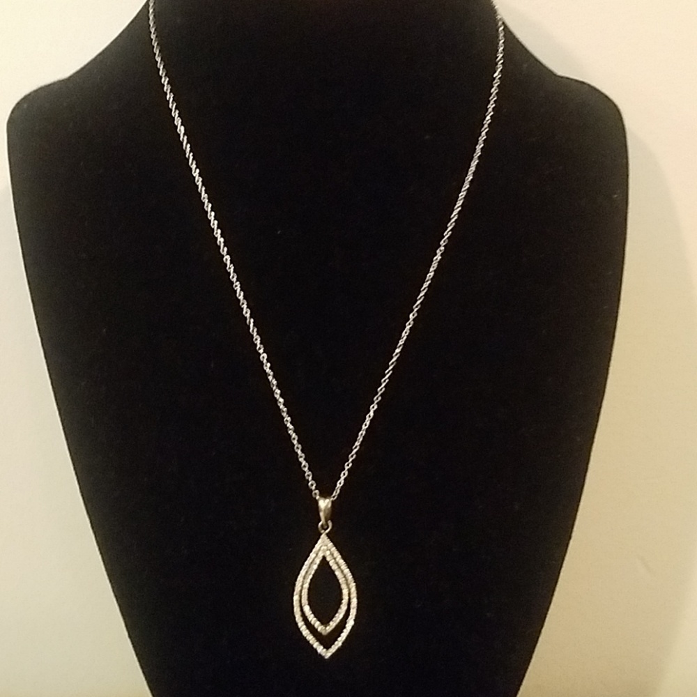 Giani Bernini Silver Necklace with Double Teardrop Pendant